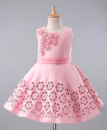 Maalka Sleeveless Lazer Cutwork Frock - Pink Maalka Sleeveless Lazer Cutwork Frock - Pink