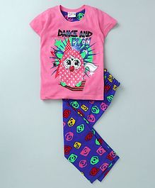 Eimoie Half Sleeves Printed Night Suit - Pink Eimoie Half Sleeves Printed Night Suit - Pink