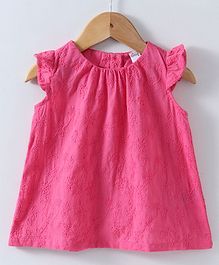 Spring Bunny Flower Embroidered Cap Sleeves Dress - Pink Spring Bunny Flower Embroidered Cap Sleeves Dress - Pink
