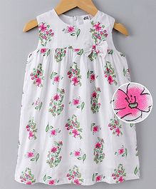 Spring Bunny Floral Print Sleeveless Dress - Pink Spring Bunny Floral Print Sleeveless Dress - Pink
