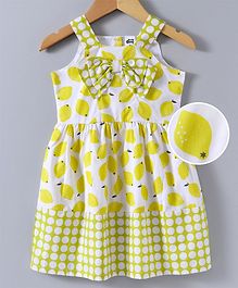 Spring Bunny Lemon Print Sleeveless Dress - Yellow Spring Bunny Lemon Print Sleeveless Dress - Yellow