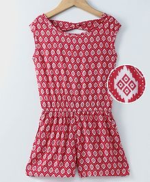 Spring Bunny Printed Sleeveless Jumpsuit - Red Spring Bunny Printed Sleeveless Jumpsuit - Red