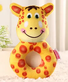 Babyhug Giraffe Face Rattle Cum Soft Toy Ring  - Yellow