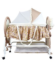 1st Step Cradle With Wheels Bunny Print - Beige