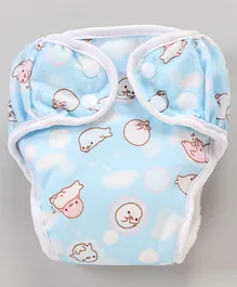 Paw Paw Reusable Diaper With Insert Walrus Print Extra Large Size - Blue