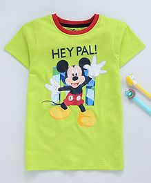 Tambourine Mickey Mouse Print Half Sleeves Tee - Green Tambourine Mickey Mouse Print Half Sleeves Tee - Green