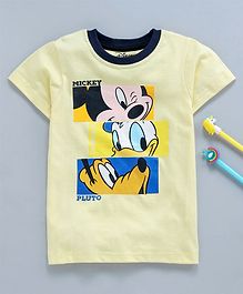 Tambourine Mickey Print Half Sleeves Tee - Yellow Tambourine Mickey Print Half Sleeves Tee - Yellow