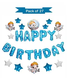 Syga Birthday Themed Foil Balloons Blue - Pack of 27