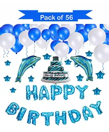 Syga Happy Birthday Letters Balloons With Stars Blue - Pack of 56