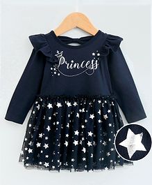 Babyoye Full Sleeves Frock Star Print - Navy Babyoye Full Sleeves Frock Star Print - Navy