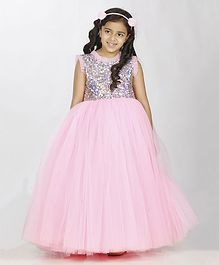 Indian Tutu Sleeveless Sequin Embellished Gown - Pink Indian Tutu Sleeveless Sequin Embellished Gown - Pink