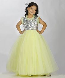 Indian Tutu Sleeveless Sequin Embellished Gown - Yellow Indian Tutu Sleeveless Sequin Embellished Gown - Yellow