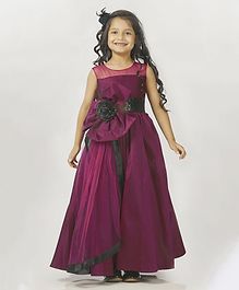 Indian Tutu Sleeveless Glitter Finish Flower Decorated Gown - Purple Indian Tutu Sleeveless Glitter Finish Flower Decorated Gown - Purple