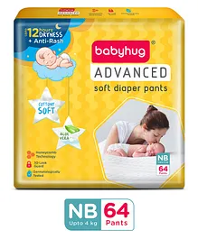 Babyhug Advanced Pant Style Diapers New Born (NB) Size - 64 Pieces