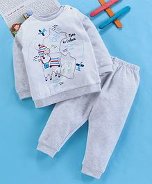 OVS Sheep Print Full Sleeves Night Suit - Grey OVS Sheep Print Full Sleeves Night Suit - Grey