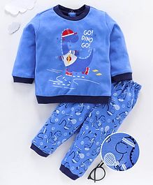 OVS Go Dino Go Print Full Sleeves Night Suit - Blue OVS Go Dino Go Print Full Sleeves Night Suit - Blue
