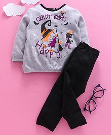 OVS Girl Printed Full Sleeves Night Suit - Grey OVS Girl Printed Full Sleeves Night Suit - Grey