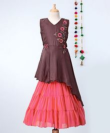 Betty By Tiny Kingdom Floral Embroidered Sleeveless Ruffled Layered Gown - Pink Betty By Tiny Kingdom Floral Embroidered Sleeveless Ruffled Layered Gown - Pink