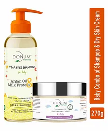 Donum Naturals Baby Combo Pack Of Tear Free Shampoo & Dry Sensitive Skin Moisturizing Cream - 220 ml & 50 gm