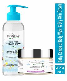 Donum Naturals Baby Combo of Tear Free Body Wash & Therapeutic Dry Sensitive Moisturizing Cream - 220 ml & 50 gm