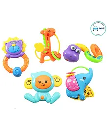 FunBlast Animal Shaped Rattle Pack Of 5 - Multicolor