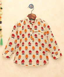 Lil Pitaara Moustache Print Full Sleeves Kurta - Red Lil Pitaara Moustache Print Full Sleeves Kurta - Red