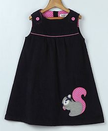 Beebay Sleeveless Squirrel Patch A Line Dress - Navy Blue Beebay Sleeveless Squirrel Patch A Line Dress - Navy Blue