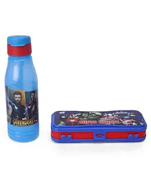 Marvel Avengers Water Bottle & Pencil Box Combo Blue - 600 ml
