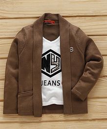 Noddy Printed Tee With Full Sleeves Jacket - Brown Noddy Printed Tee With Full Sleeves Jacket - Brown