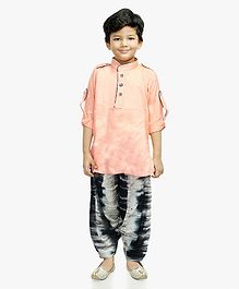 Little Pockets Store Roll Up Full Sleeves Tie Dye Kurta & Pathani Set - Light Pink Little Pockets Store Roll Up Full Sleeves Tie Dye Kurta & Pathani Set - Light Pink