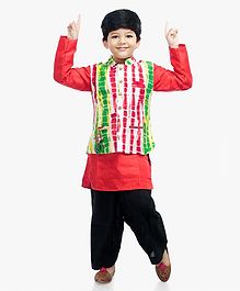 Little Pockets Store Shibori Print Sleeveless Ethnic Jacket - Multi Colour Little Pockets Store Shibori Print Sleeveless Ethnic Jacket - Multi Colour