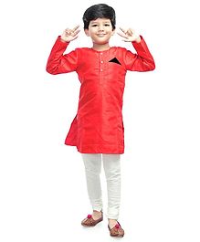 Little Pockets Store Solid Full Sleeves Kurta With Pocket Liner - Red Little Pockets Store Solid Full Sleeves Kurta With Pocket Liner - Red