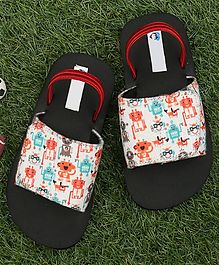 D'chica Bro Robot Print Flip Flops Slider With Back Strap - Multi Color D'chica Bro Robot Print Flip Flops Slider With Back Strap - Multi Color