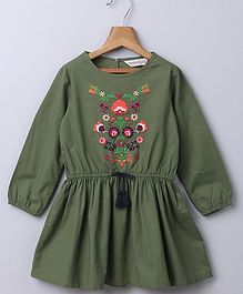 Beebay Floral Embroidered Full Sleeves Dress - Green Beebay Floral Embroidered Full Sleeves Dress - Green