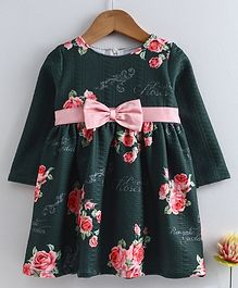 Yellow Duck Rose Flower Print Full Sleeves Dress - Green Yellow Duck Rose Flower Print Full Sleeves Dress - Green