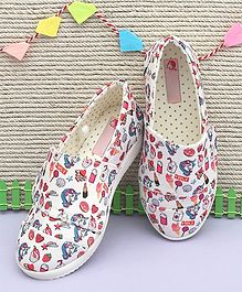 D'chica Unicorn & Cupcake Print Velcro Closure Shoes - White D'chica Unicorn & Cupcake Print Velcro Closure Shoes - White