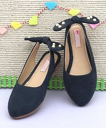 D'chica Solid Ballerinas With Pearl Detailed Bow Knot Back Strap - Navy Blue D'chica Solid Ballerinas With Pearl Detailed Bow Knot Back Strap - Navy Blue