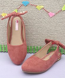 D'chica Solid Ballerinas With Pearl Detailed Bow Knot Back Strap - Peach D'chica Solid Ballerinas With Pearl Detailed Bow Knot Back Strap - Peach