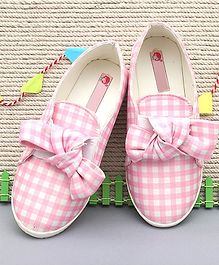 D'chica Checkered Bow Shoes - Light Pink D'chica Checkered Bow Shoes - Light Pink