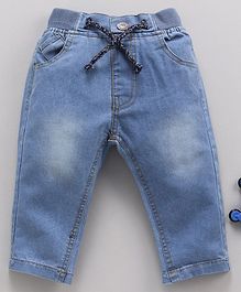 Cucumber Full Length Jeans With Drawstring - Light Blue Cucumber Full Length Jeans With Drawstring - Light Blue