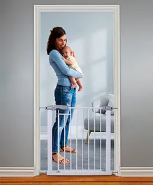 Walk Through Safety Gate With Magnetic Lock - White Grey