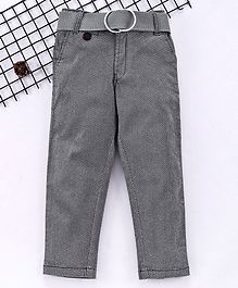 Noddy Full Length Self Design Pants With Belt - Black Noddy Full Length Self Design Pants With Belt - Black