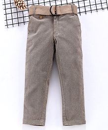 Noddy Full Length Self Design Pants With Belt - Beige Noddy Full Length Self Design Pants With Belt - Beige