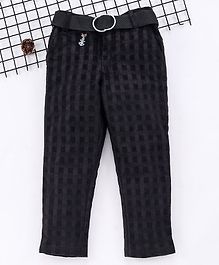 Noddy Checked Full Length Pants With Belt - Black Noddy Checked Full Length Pants With Belt - Black