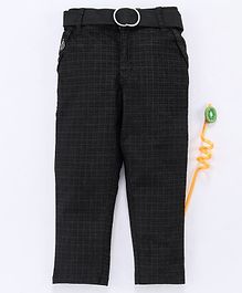 Noddy Checked Full Length Pants With Belt - Black Noddy Checked Full Length Pants With Belt - Black