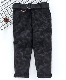 Noddy Printed Full Length Pants With Belt - Black Noddy Printed Full Length Pants With Belt - Black