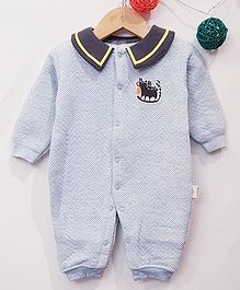Aww Hunnie Deer Patch Full Sleeves Romper - Blue Aww Hunnie Deer Patch Full Sleeves Romper - Blue