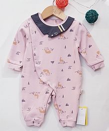 Aww Hunnie Animal Printed Full Sleeves Romper - Pink Aww Hunnie Animal Printed Full Sleeves Romper - Pink