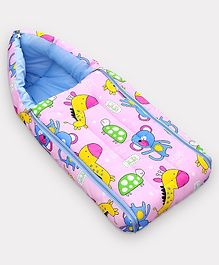 Zoe Sleeping Bag Giraffe & Monkey Print - Pink