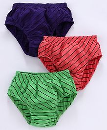 Red Rose Striped Briefs Pack of 3 - Multi Color Red Rose Striped Briefs Pack of 3 - Multi Color